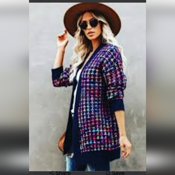 Papillon knit Cardigan Rainbow check Multicolour Speckles.  Woman's Size Medium - Picture 13 of 17